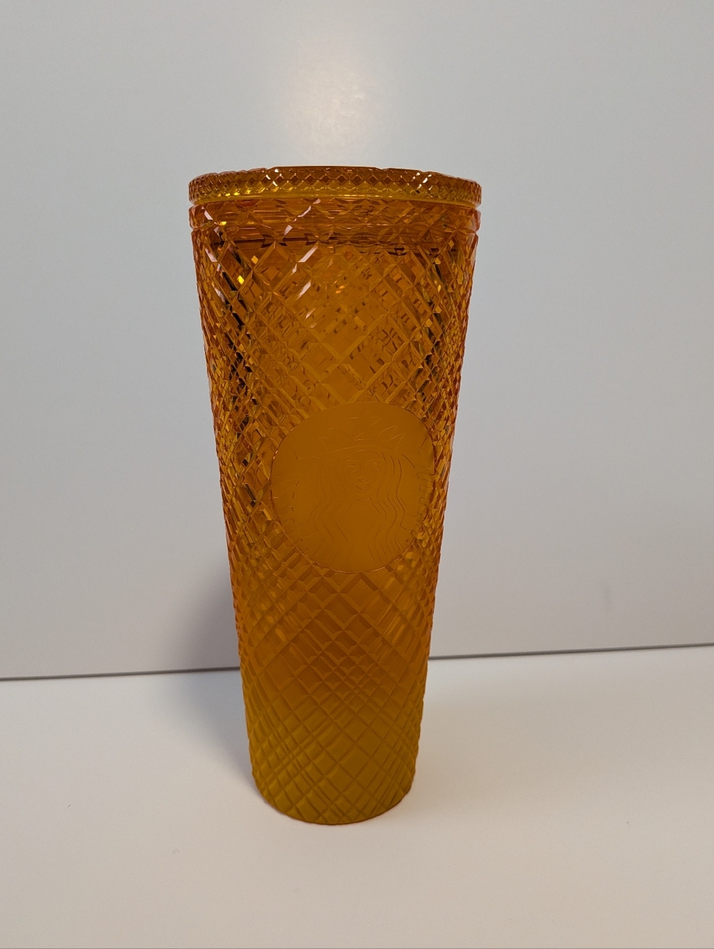 Starbucks Mango Orange Peach Jewel Gradient Grid Cold Cup Tumbler 24 oz NO STRAW
